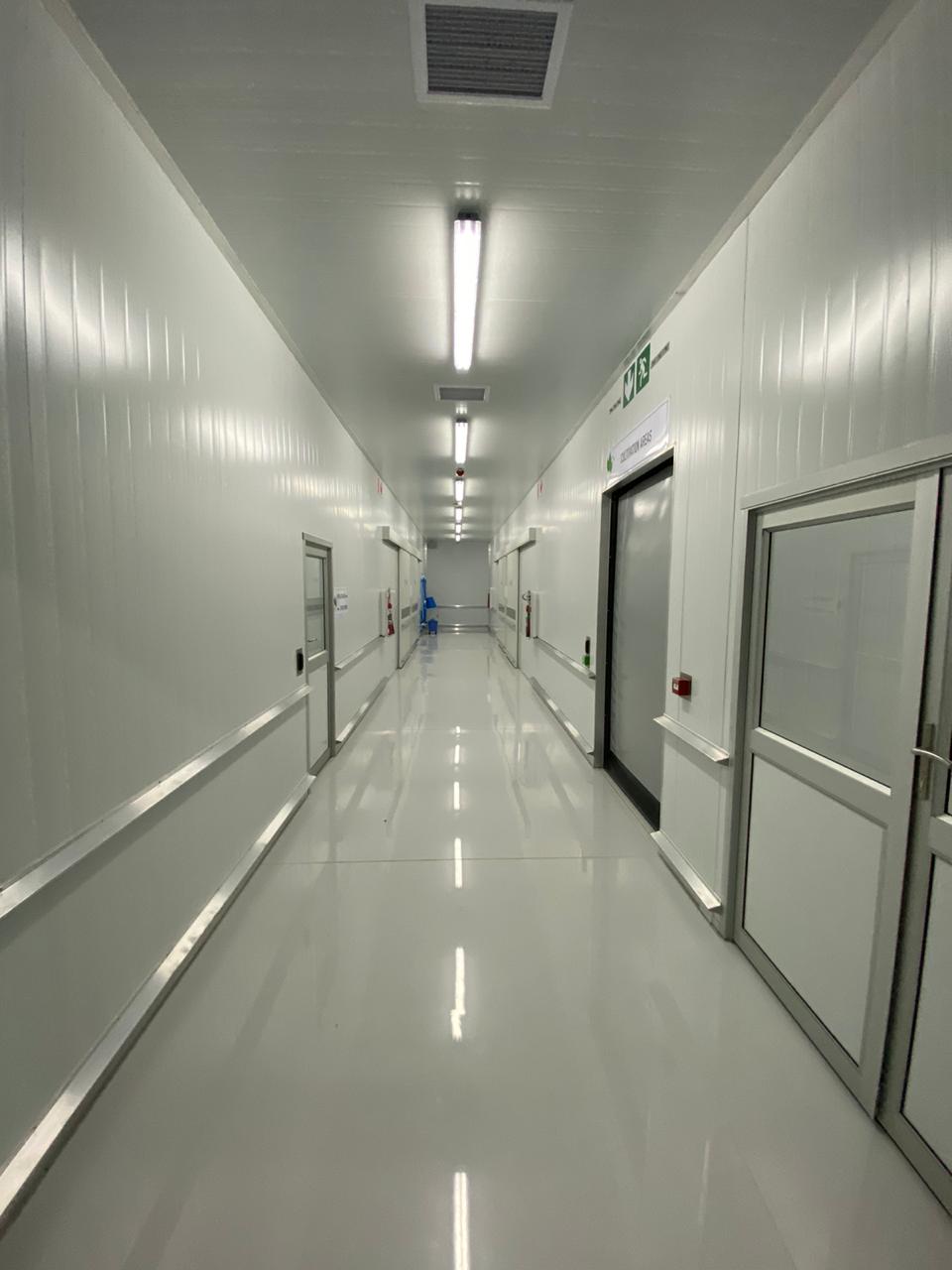 Long GMP corridor leading to cultivation and processing areas